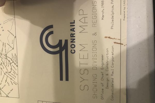 Conrail System Map 1988-03, Showing Divisions & Regions