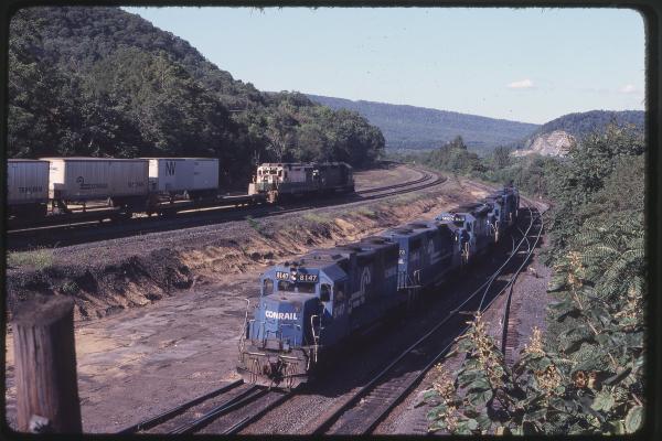 GP38-2 8147 on a power move in Enola, PA