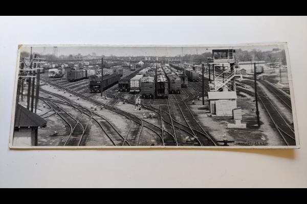 Mounted photo of DeWitt Yard in Syracuse NY, marked May 17 1967