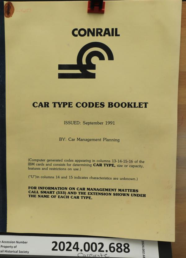 CR Car Type Codes Booklet, Issued Sept. 1991