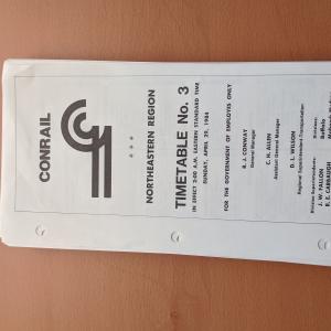 Conrail Northeastern Region Employee Timetable, 1984-04-29, No. 3
