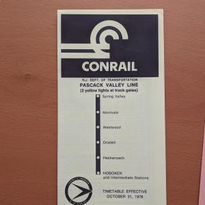 Conrail and NJDOT Schedule - Pascack Valley Line - 1976-10-31