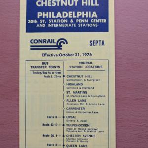Conrail and SEPTA Schedule - Warminster, Hatboro, and Philadelphia - 1977-10-30