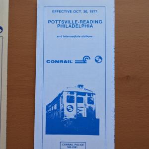 Conrail and SEPTA Schedule - Pottsville, Reading, and Philadelphia - 1977-10-30