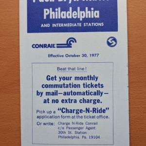 Conrail and SEPTA Schedule - Paoli, Bryn Mawr, and Philadelphia - 1977-10-30