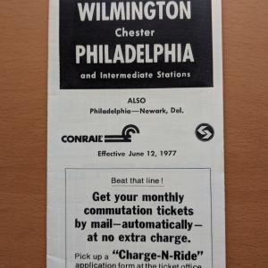 Conrail and SEPTA Schedule - Wilmington, Chester, and Philadelphia - 1977-06-12