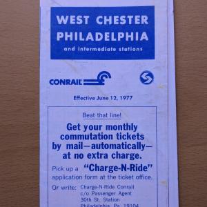 Conrail and SEPTA Schedule - West Chester and Philadelphia - 1977-06-12