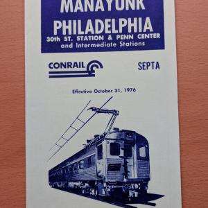 Conrail and SEPTA Schedule - Manayunk and Philadelphia - 1976-10-30