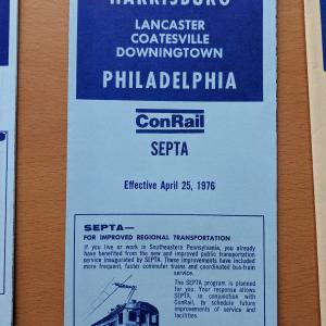 Conrail and SEPTA Schedule - Harrisburg, Lancaster, Coatesville, and Philadelphia - 1976-04-25