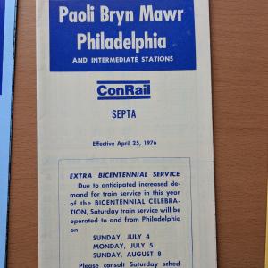 Conrail and SEPTA Schedule - Paoli, Bryn Mawr, and Philadelphia - 1976-04-25