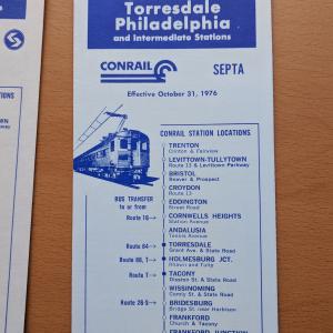 Conrail and SEPTA Schedule - Trenton, Levittown, Torresdale, and Philadelphia - 1976-10-31