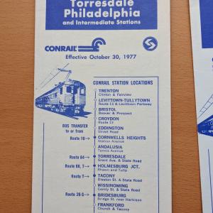 Conrail and SEPTA Schedule - Trenton, Levittown, Torresdale, and Philadelphia - 1977-10-30