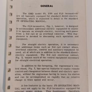 EMD FL9 Operating Manual 3RD Rail Electric Operation Supplement