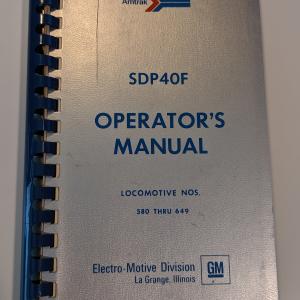 EMD Amtrak SDP40F Operator's Manual Locomotive Nos. 580 thru 649