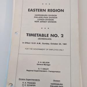 Conrail Eastern Region Employee Timetable, 1981-10-25, No. 2