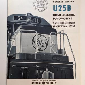 Locomotive Specifications Booklet: GE U25B Specification 3030F