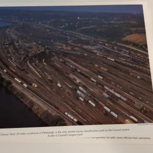 Promotional photo: Conway Yard, 20 miles northwest of Pittsburgh, is the only double-hump classification yard on the Conrail system. It also is Conrail's largest yard.