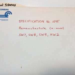 Specification No 1595 Remanufacture (In-house) SW7, SW8, SW9, NW2. Issued December 14, 1979. Revised January 18, 1980