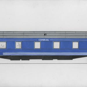 Conrail Observation Car Concept Painting (Original Watercolor) by Bob Lorenz, 1978-06-22