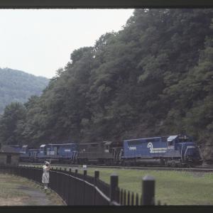Conrail 6692 at Horseshoe Curve, Altoona PA in 8/83
