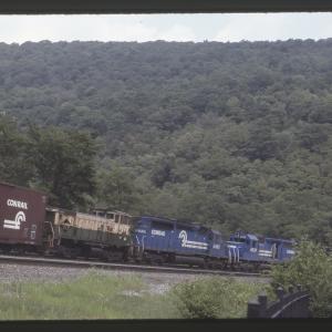Conrail 9598 at Horseshoe Curve, Altoona PA in 8/83