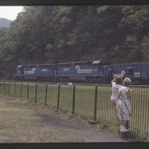 Conrail 6657 at Horseshoe Curve, Altoona PA in 8/83
