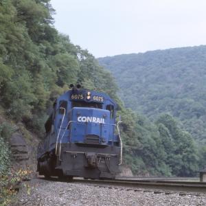 Conrail 6075 at Horseshoe Curve, Altoona PA in 8/83