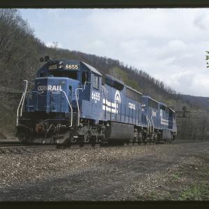 Conrail 6655 at MG Tower, Altoona PA on 5/6/89