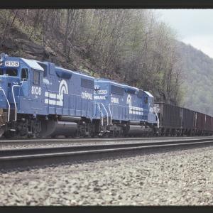 Conrail 8108 at MG Tower, Altoona PA on 5/6/89