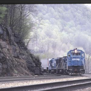 Conrail 6296 at MG Tower, Altoona PA on 5/6/89