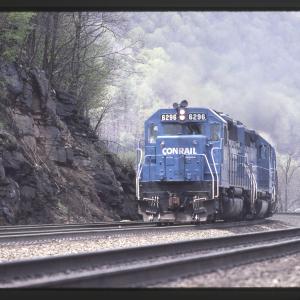 Conrail 6296 at MG Tower, Altoona PA on 5/6/89