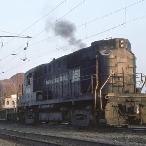 Conrail 7618 in Morrisville PA on 2/19/77