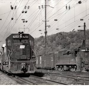 Photograph of SD40 6253 and E44 4406 at Columbia PA. 10/22/76
