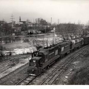 Photograph of GP35 2306, GP38-2 8118 and a former EL GP35 on BJ4 in Allentown PA. 12/5/76