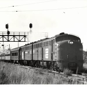 Photograph of E8s 4267 and 4325 at South Amboy NJ. 7/15/77