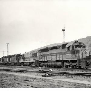 Photograph of SD45 3603, U25B 2523, GP35 2317 in Allentown Yard. 4/25/76