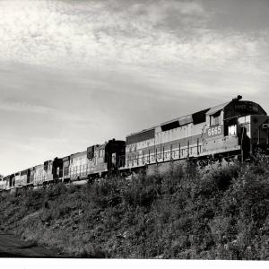 Photograph of SD45-2 6665, C630 6755 and others at Hudson OH. 7/23/77