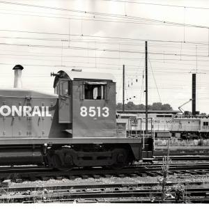 Photograph of SW1 8513 and GM6C 1975 at Harrisburg. 6/76