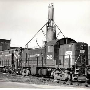 Photograph of RS1 9915 and GP9 1532 at E Port engine terminal. 12/5/76