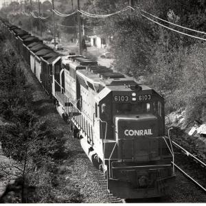 Photograph of SD45 6103 at West Reading. 10/12/76