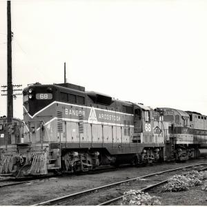 Photograph of BAR GP7 68 and C424 2414 at East 55th St Yard in Cleveland OH. 7/31/76