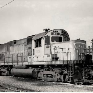 Photograph of unpatched L&HR C420 23 at Bethlehem PA. 11/26/76