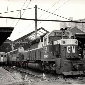 Photograph of EMD SD45X 6740 Demonstrator at Harrisburg Amtrak Station. 11/28/76