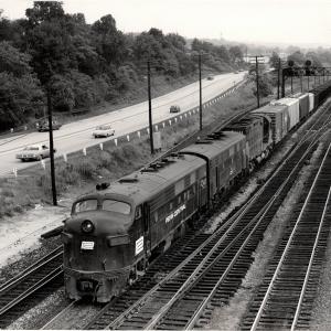 Photograph of FP7 4341 and others entering the yard at Conway PA. 7/30/76