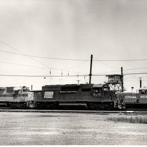 Photograph of SD40 6246, SD45 3622 and SW1 8513 at Riley St Tower, Harrisburg. 7/76