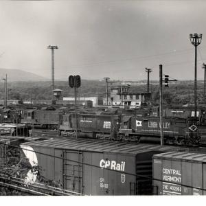 Photograph of GP9 7238, GP7 5917, SD45 6178, C628 641, SD45 6119 and many others in Conway Yard. 7/30/76.