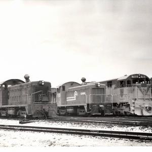 Photograph of SW8 261, SW8 8253 and D&H U33C 755 at Allentown Yard. 12/4/76