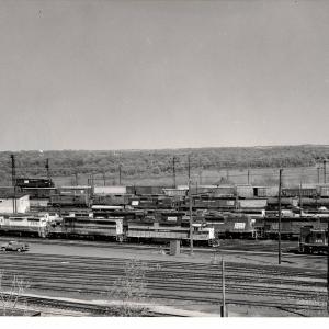 Photograph of numerous engines at Enola Engine Terminal. 4/76