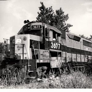 Photograph of GP35 3677 at Collinwood Yard. 7/24/77