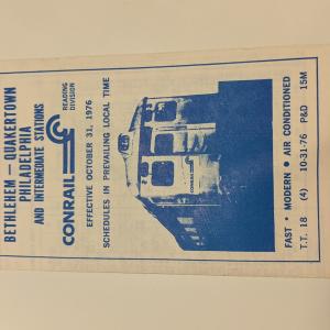 Conrail and SEPTA Schedule - Bethlehem, Quakertown, and Philadelphia - 1976-10-31